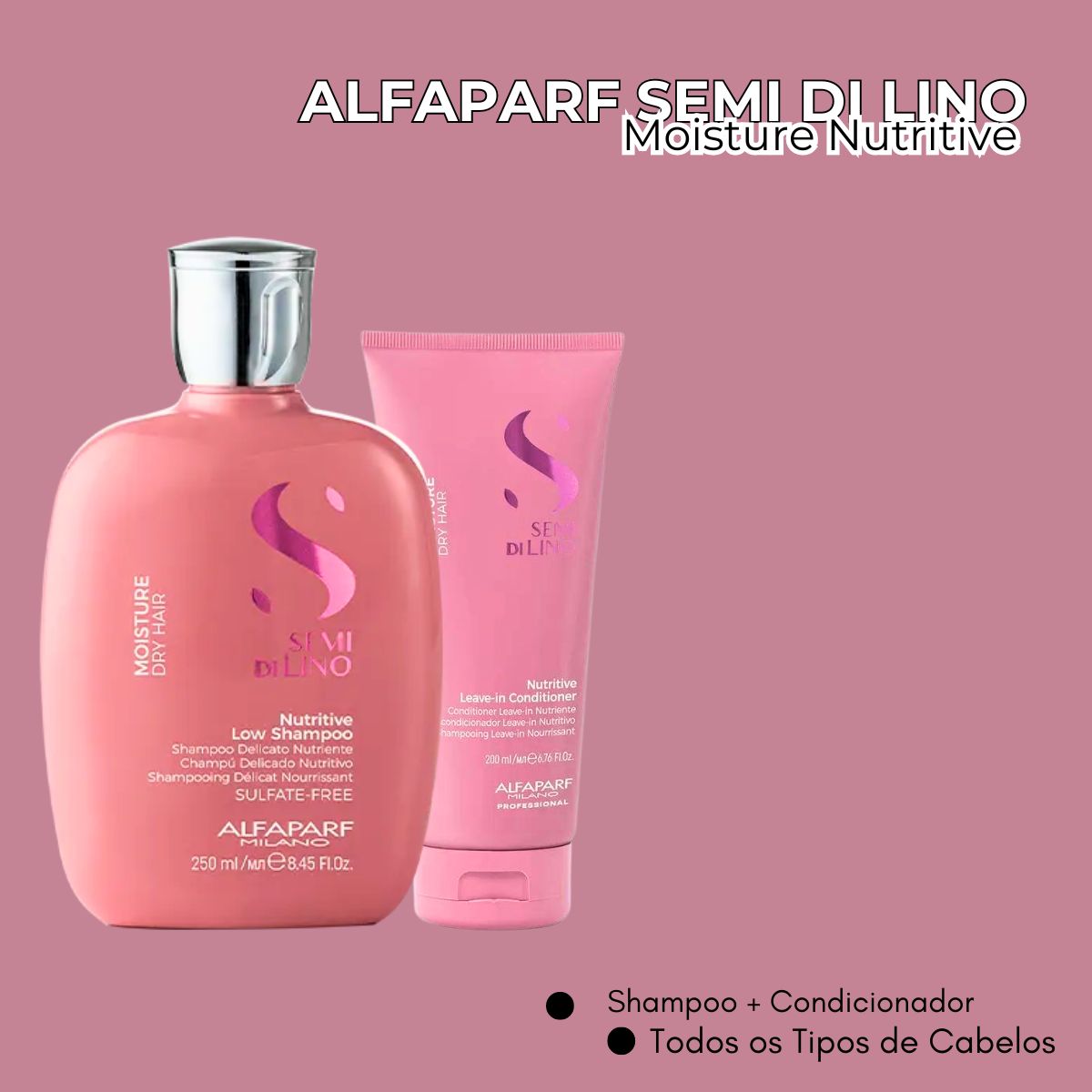 Kit Alfaparf Semi di Lino Moisture Nutritive Shampoo + Condicionador Pequeno
