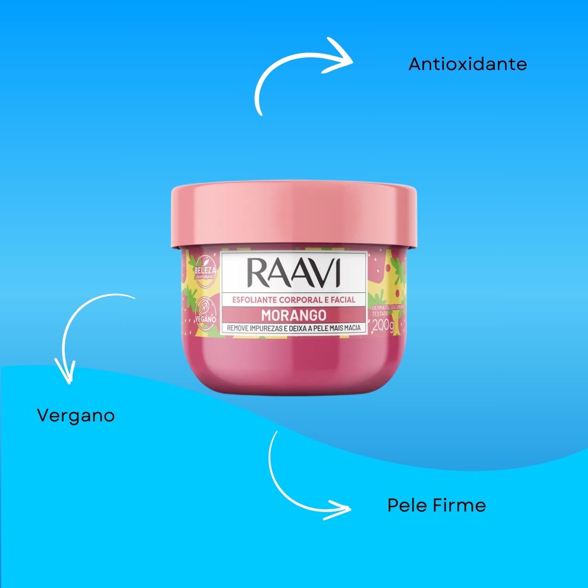 Esfoliante Raavi Creme Corporal e Facial Morango 200 g