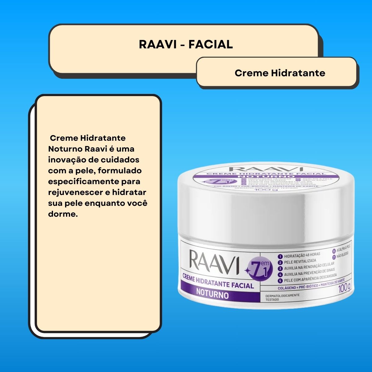 Raavi Creme Hidratante Facial Noturno 100 g