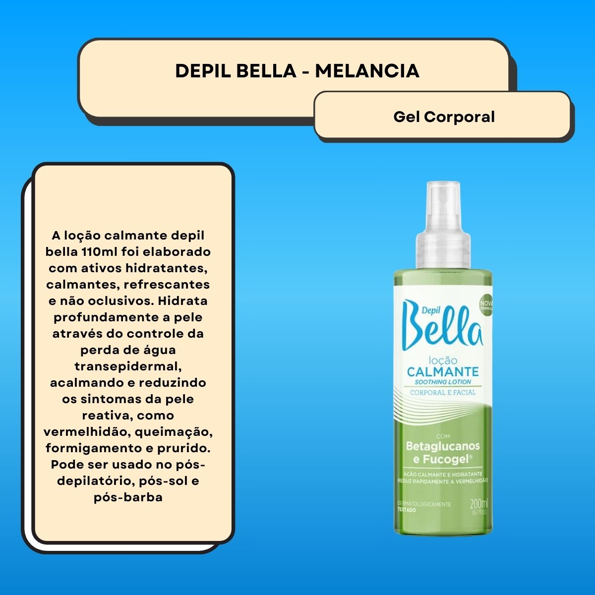 Depil Bella Loção Calmante Corporal e Facial 200 ml