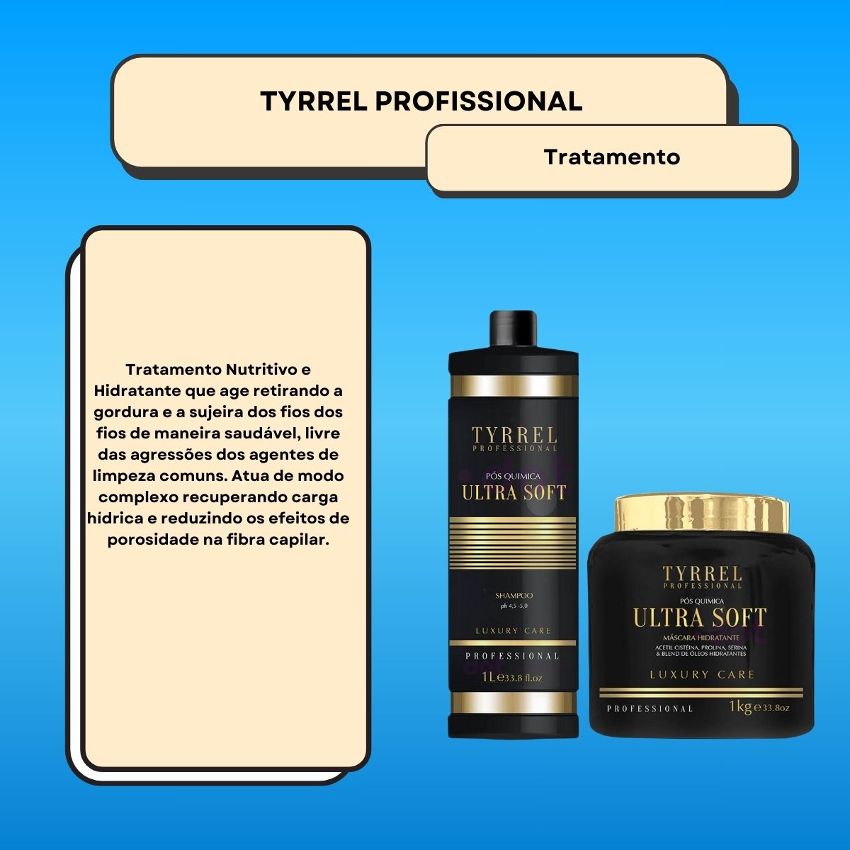 Kit Tyrrel Ultra Soft Pós Química Shampoo e 1 Kg