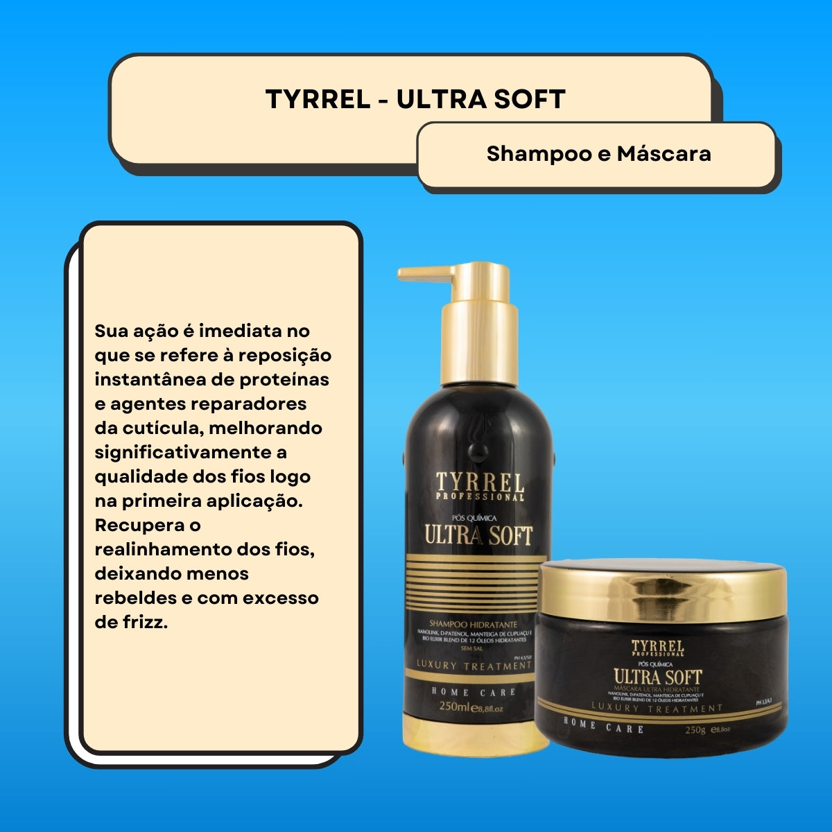 Kit Tyrrel Ultra Soft Pós Química Shampo 250 ml e 250 g