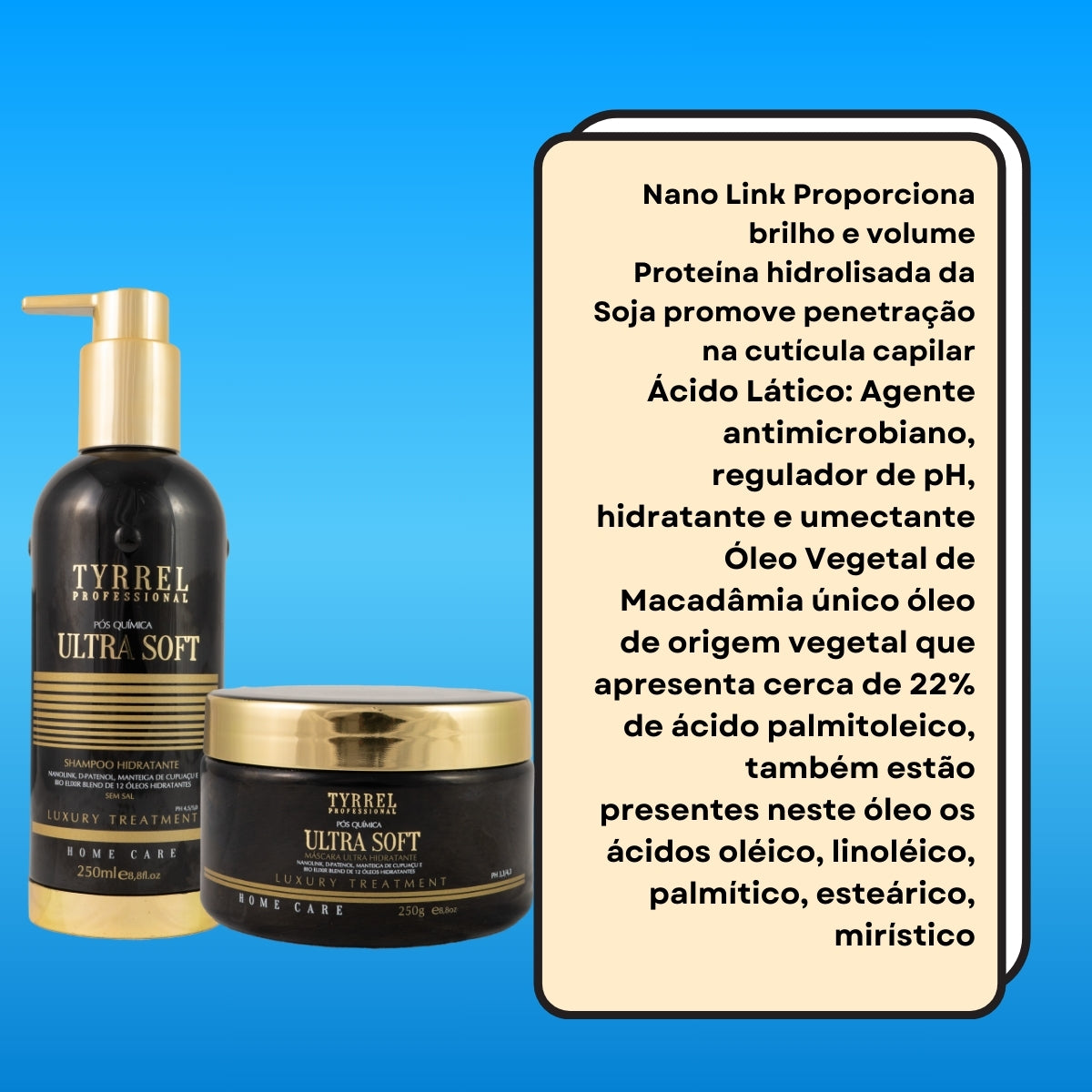 Kit Tyrrel Ultra Soft Pós Química Shampo 250 ml e 250 g