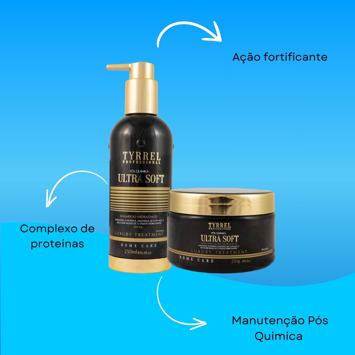 Kit Tyrrel Ultra Soft Pós Química Shampo 250 ml e 250 g