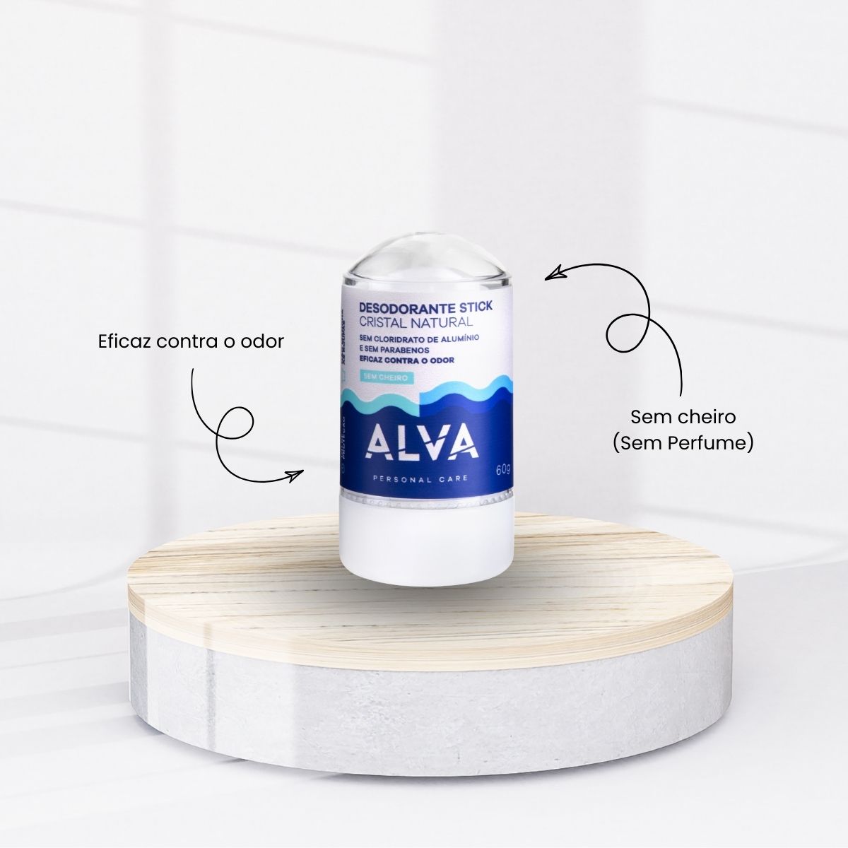 Alva Cristal Stick Desodorante Natural Sem Cheiro 60 g