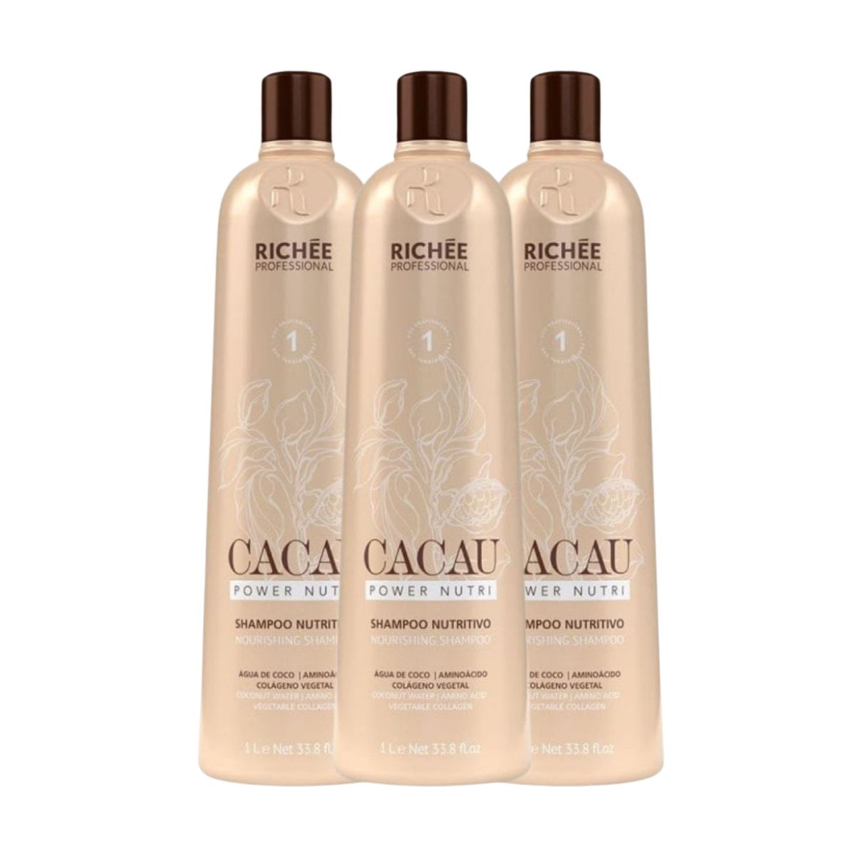Kit Richée Cacau Power Nutri 3 Shampoo 1 Litro