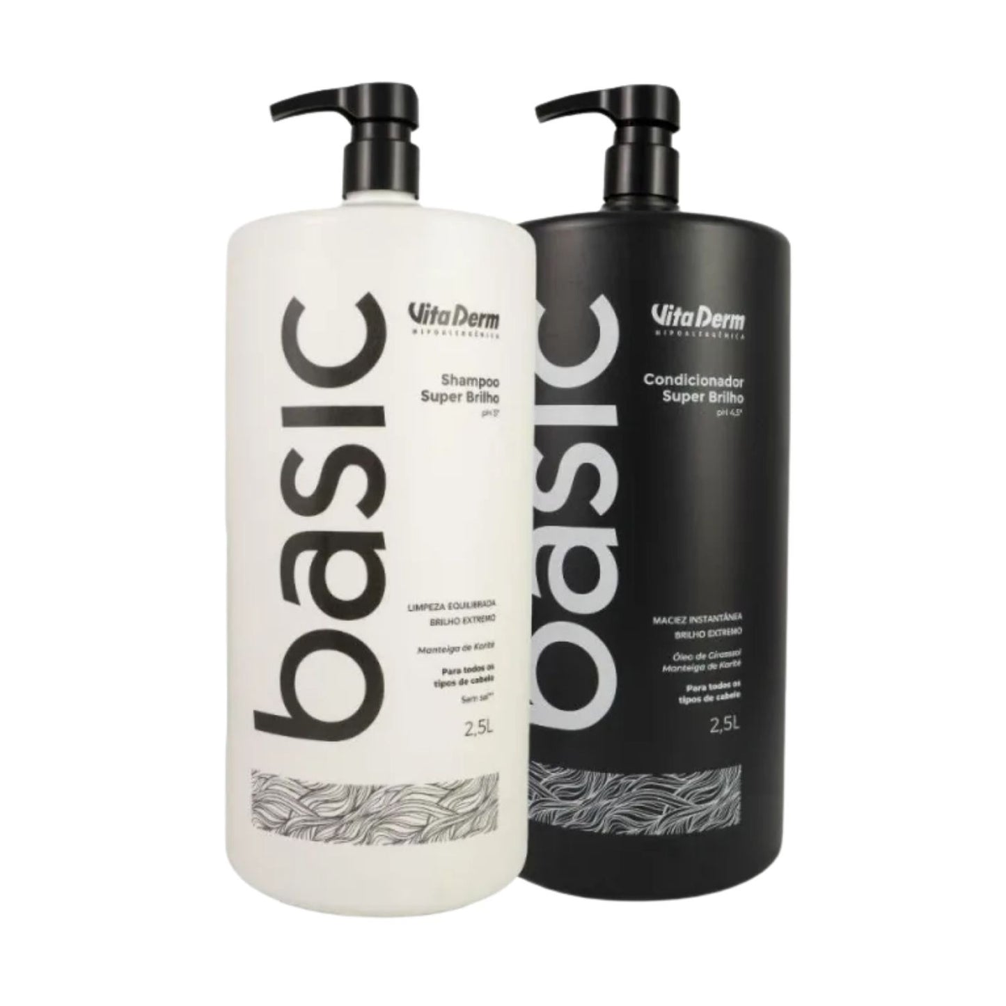Kit Vita Derm Basic Super Brilho Shampoo e Condicionador 2,5L