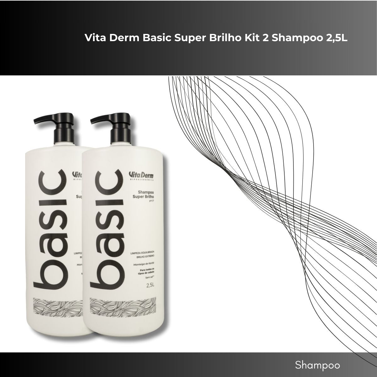 Kit Vita Derm Basic Super Brilho 2 Shampoo 2,5L