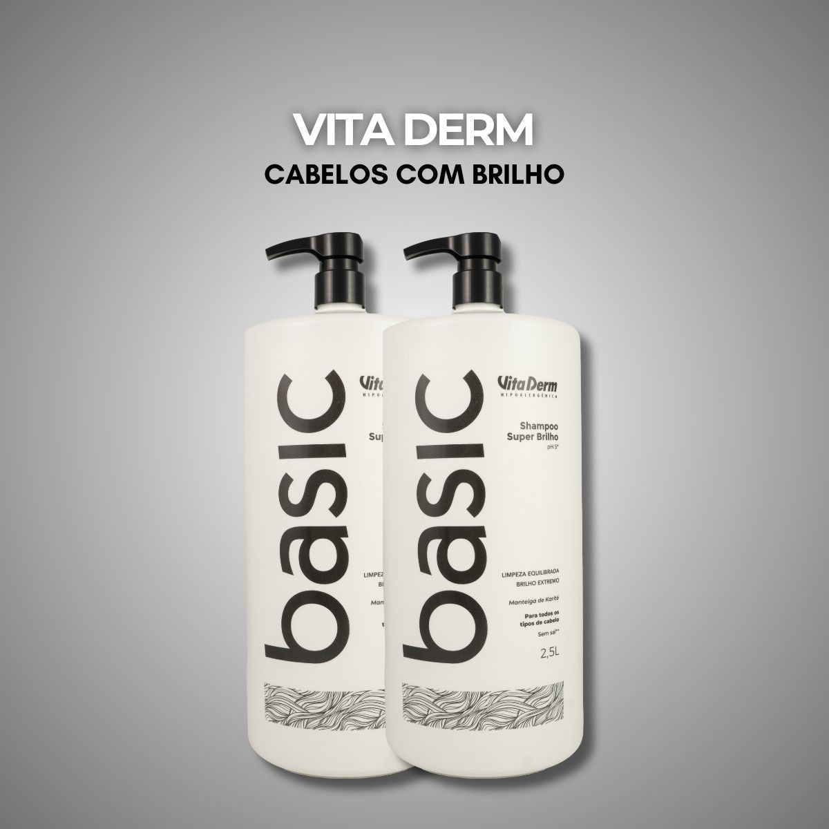 Kit Vita Derm Basic Super Brilho 2 Shampoo 2,5L