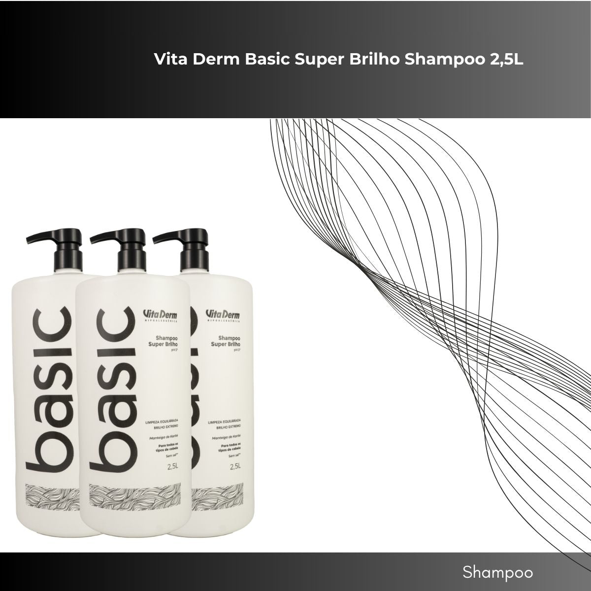Kit Vita Derm Basic Super Brilho 3 Shampoo 2,5L