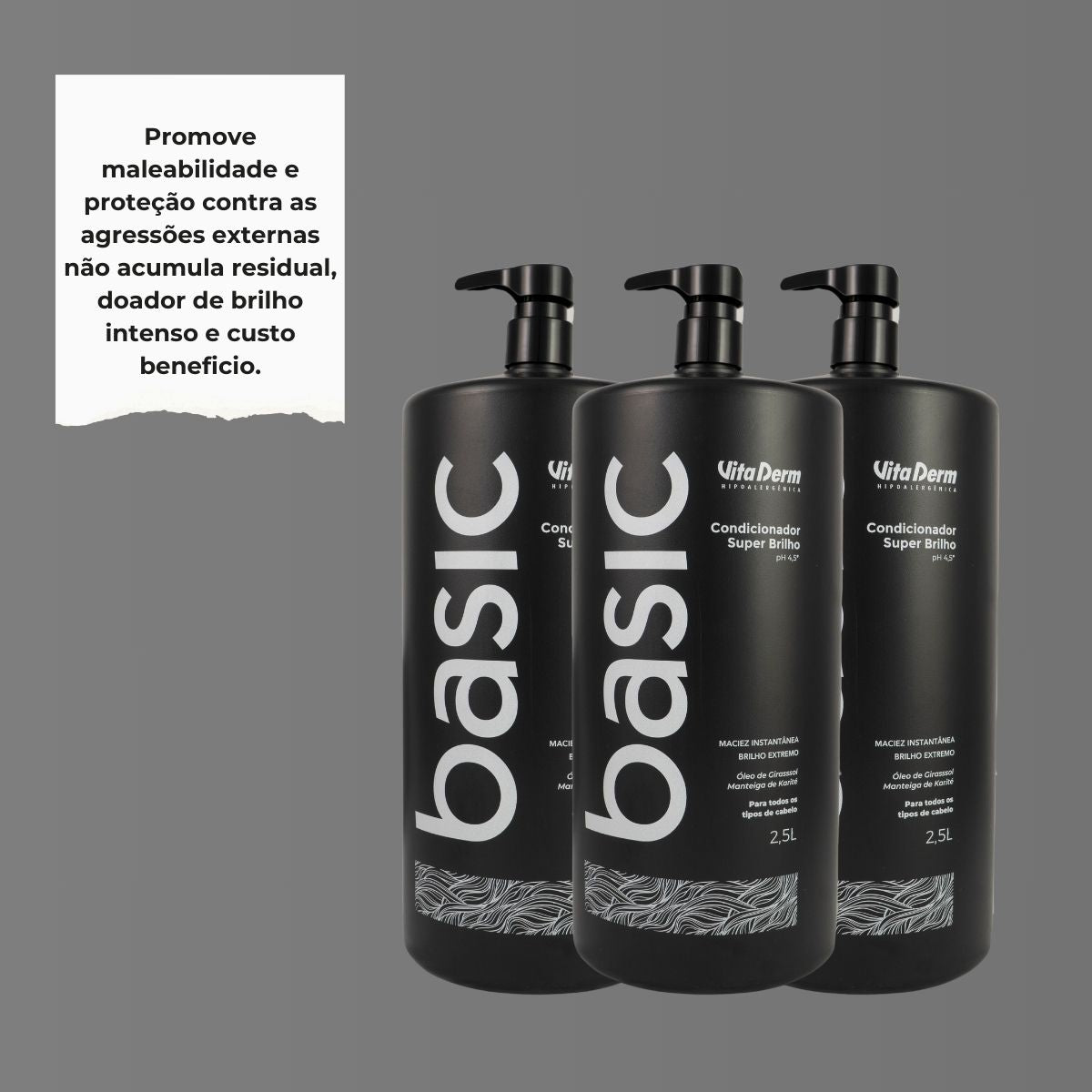 Kit Vita Derm Basic Super Brilho 3 Condicionador 2,5L