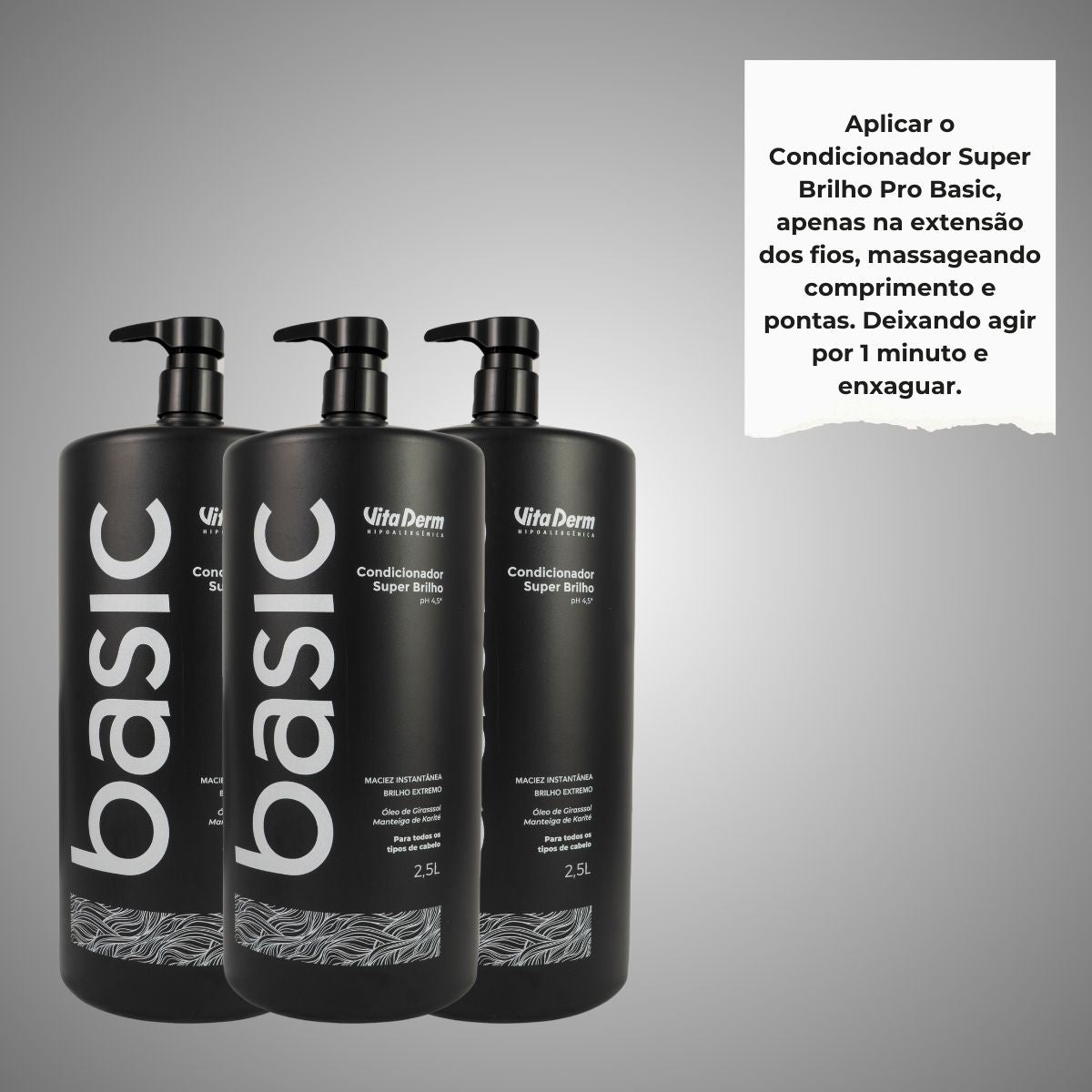 Kit Vita Derm Basic Super Brilho 3 Condicionador 2,5L