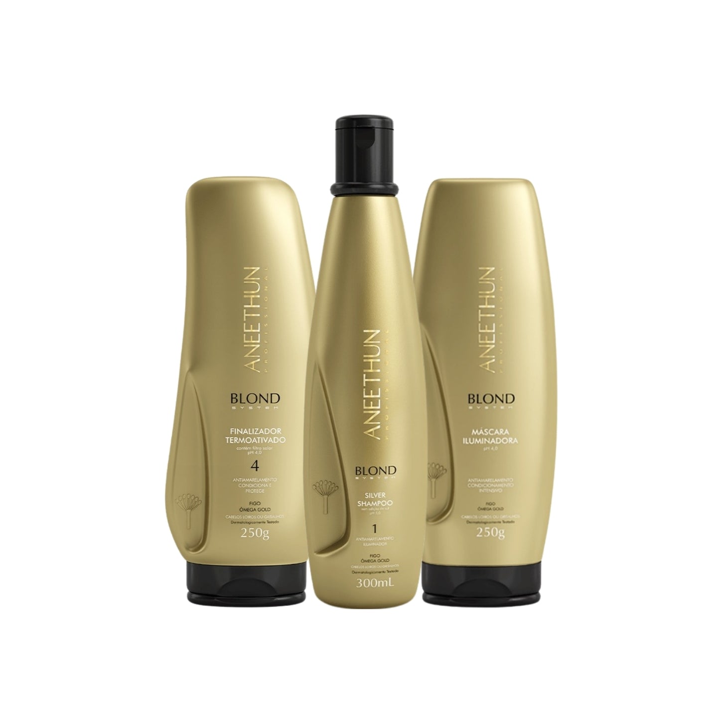 Kit Aneethun Blond Shampoo Silver 300 ml + Máscara 250 g + Finalizador 250 g
