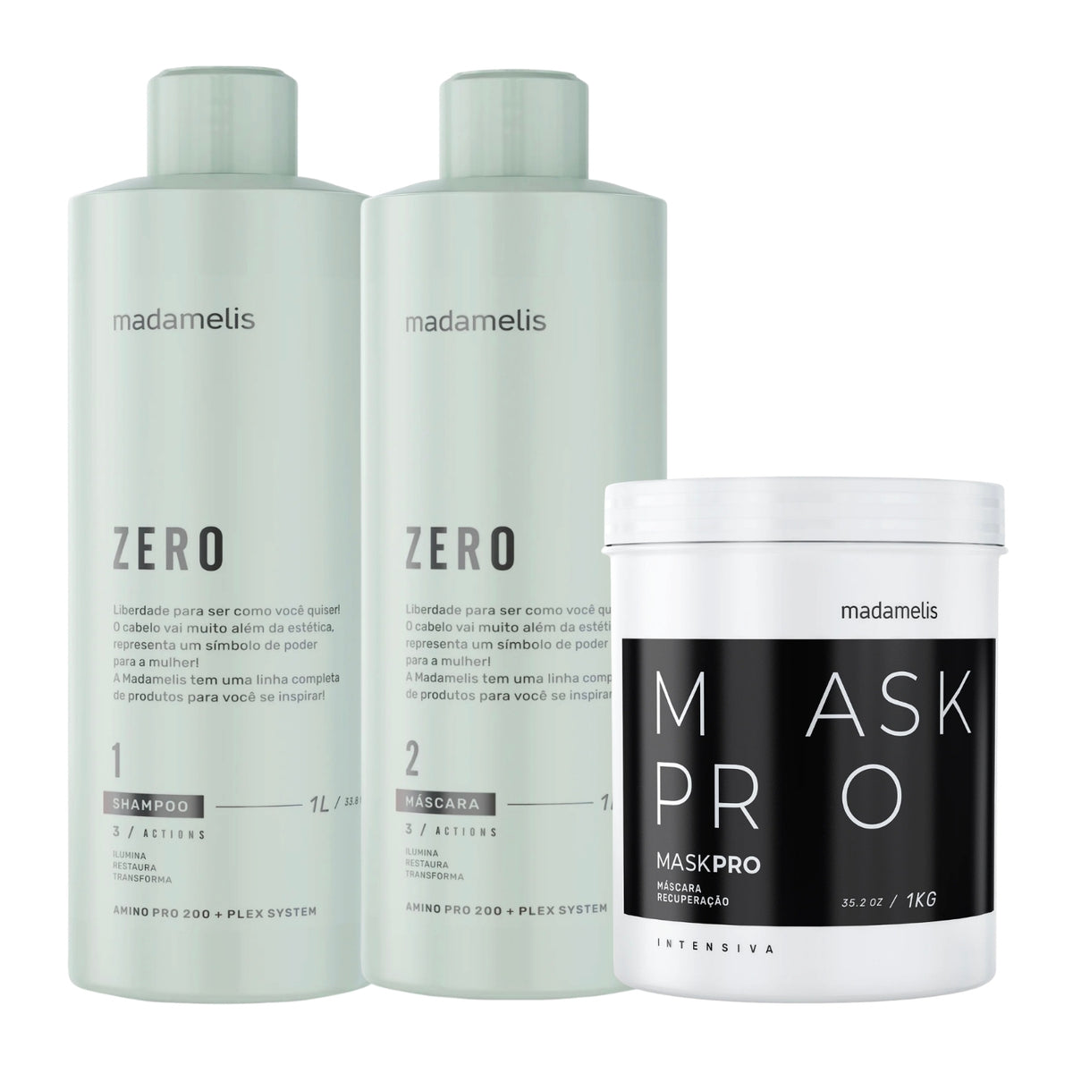 Kit Madamelis Zero Escova Progressiva Sem Formol Duo + Pro Mask Control