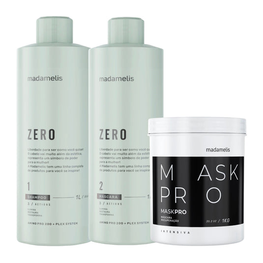 Kit Madamelis Zero Escova Progressiva Sem Formol Duo + Pro Mask Control