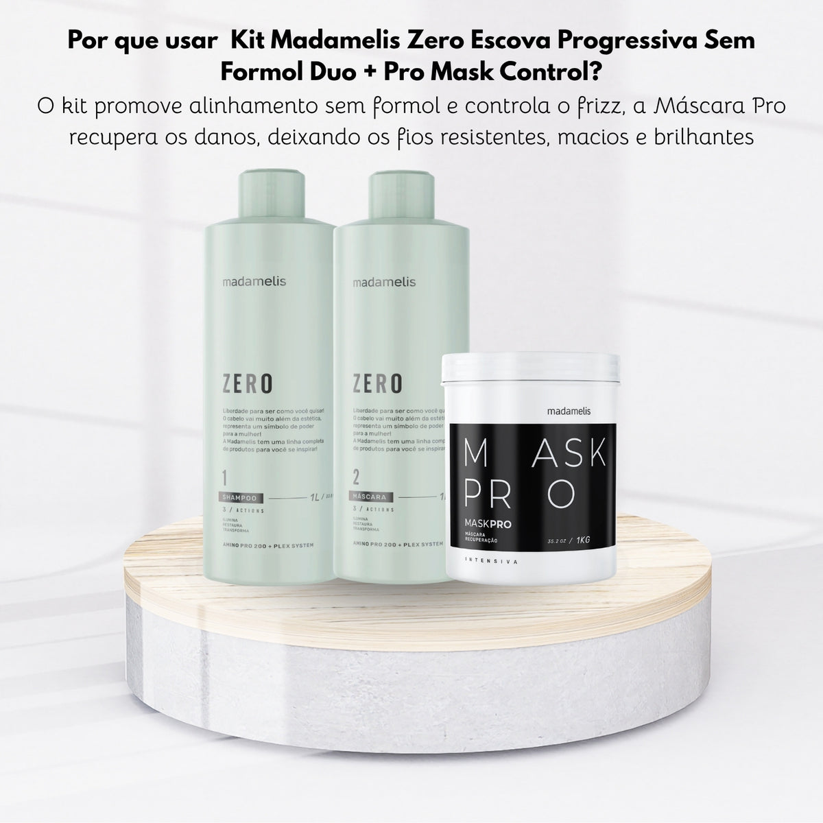 Kit Madamelis Zero Escova Progressiva Sem Formol Duo + Pro Mask Control