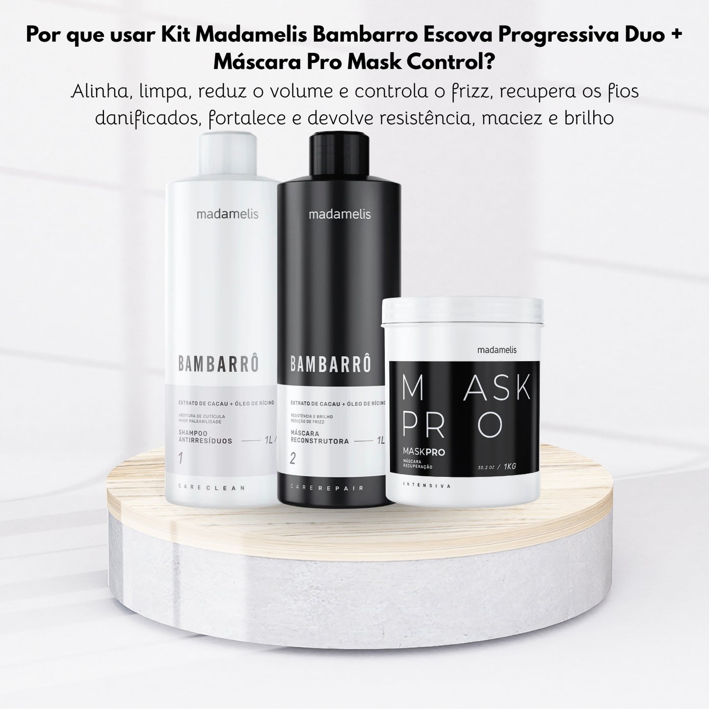 Kit Madamelis Bambarro Escova Progressiva Duo + Máscara Pro Mask Control