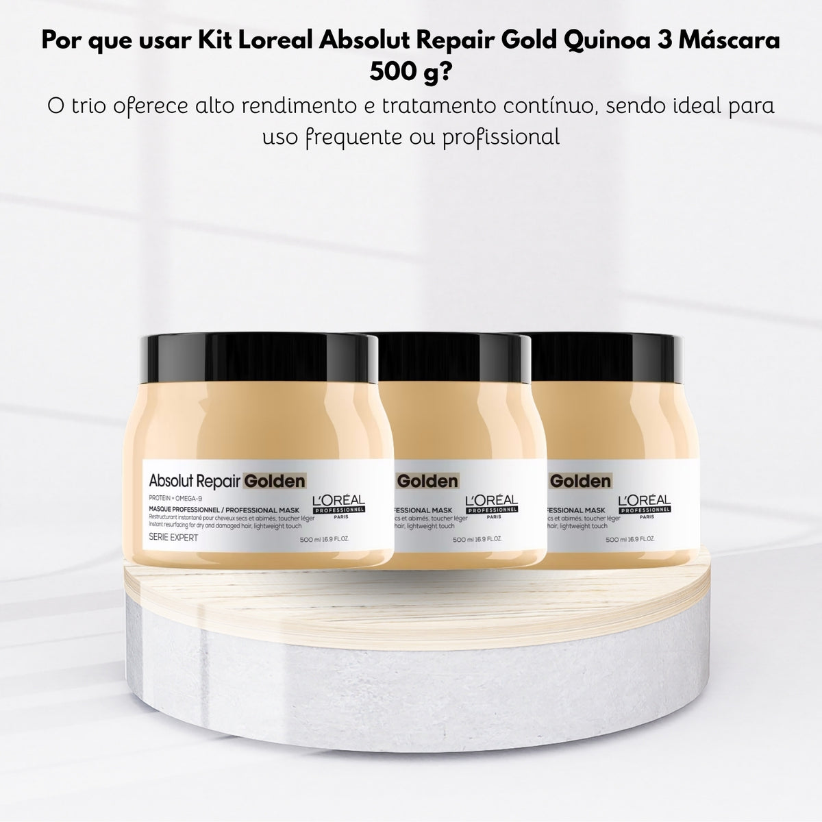 Kit Loreal Absolut Repair Gold Quinoa 3 Máscara 500 g