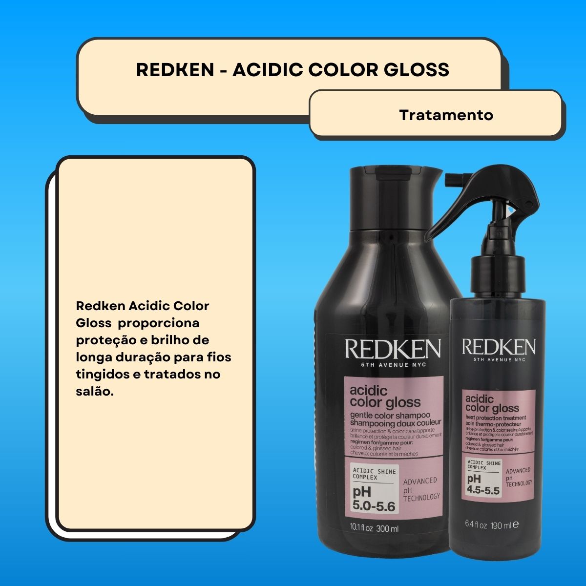 Kit Redken Acidic Color Gloss Shampoo 300 ml e Leave-in 190 ml