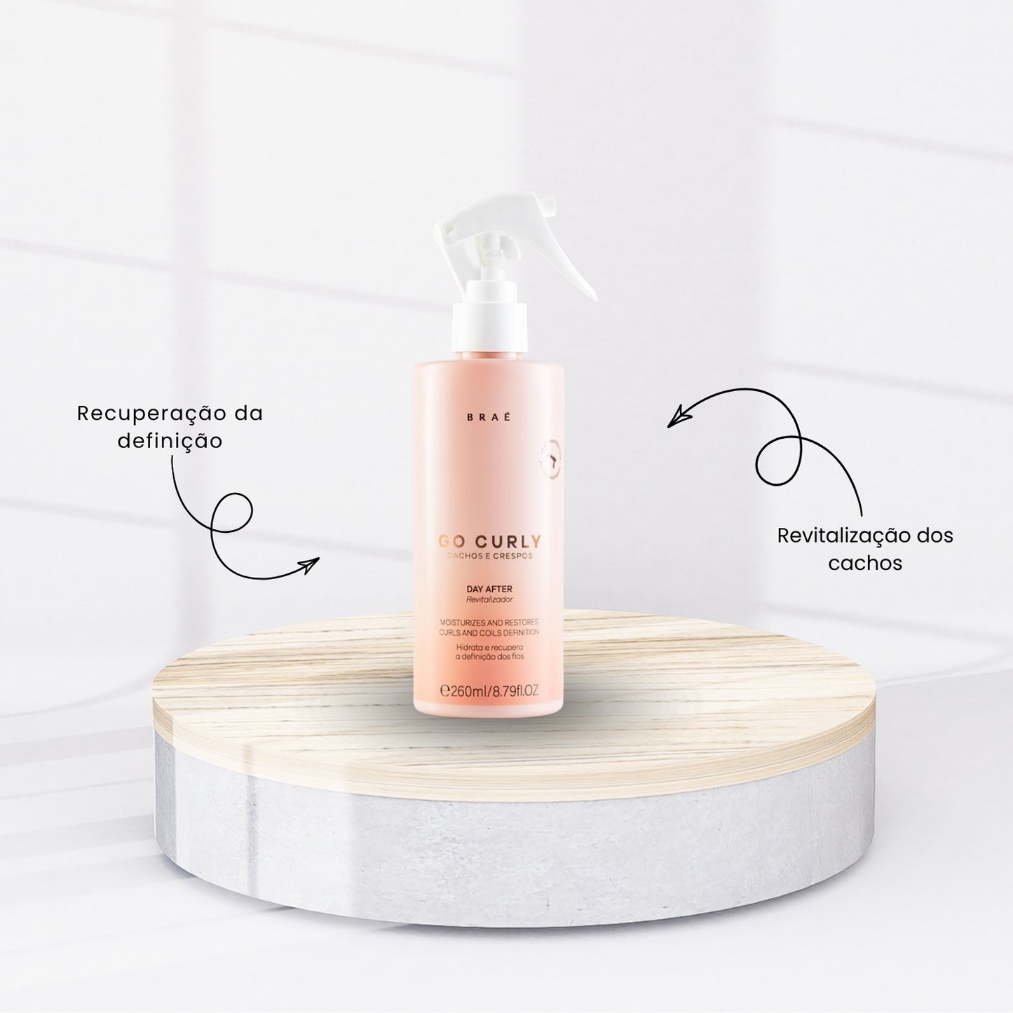 Kit Braé Go Curly Cachos e Crespos Day After 3 Spray 260 ml para Cabelo Cacheado