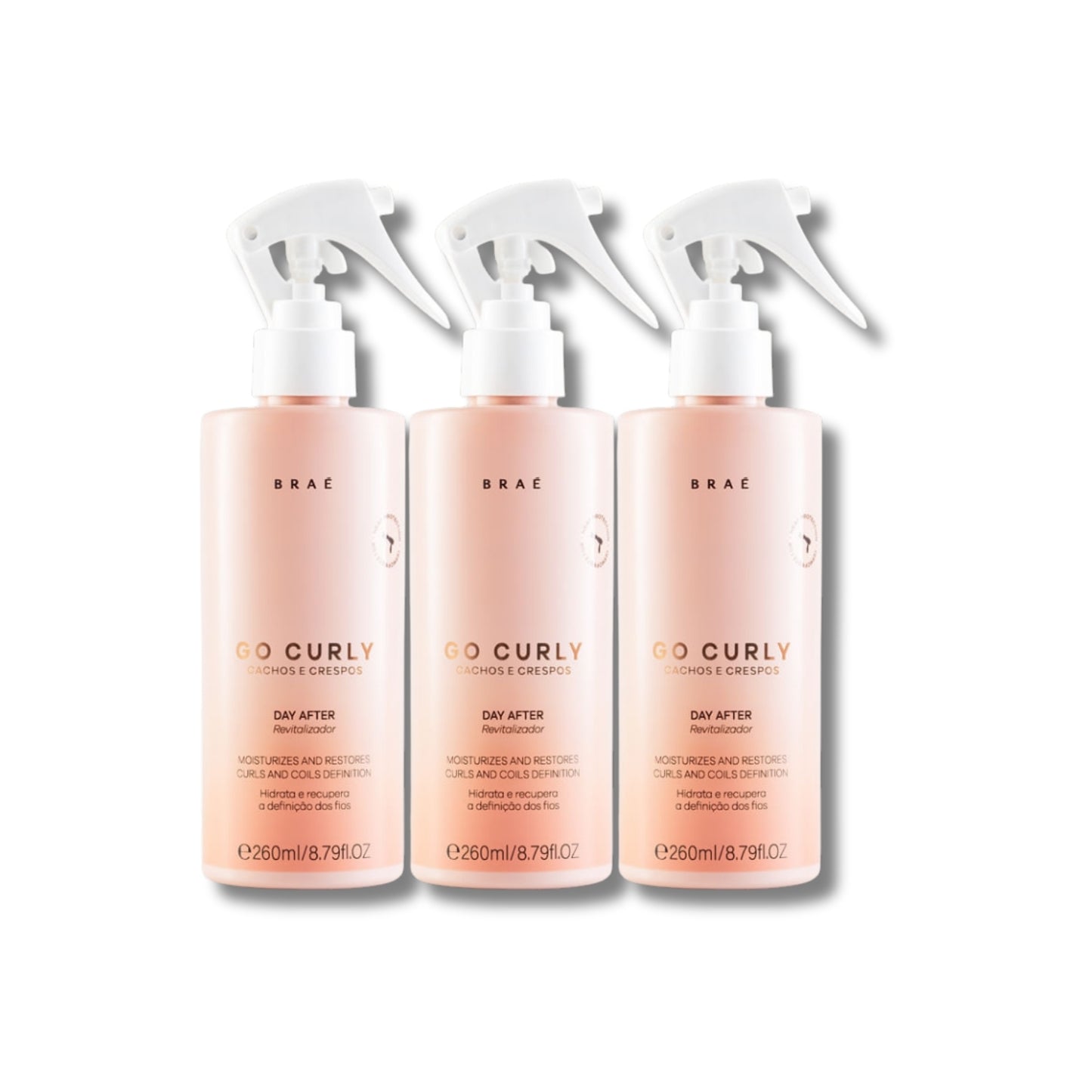 Kit Braé Go Curly Cachos e Crespos Day After 3 Spray 260 ml para Cabelo Cacheado