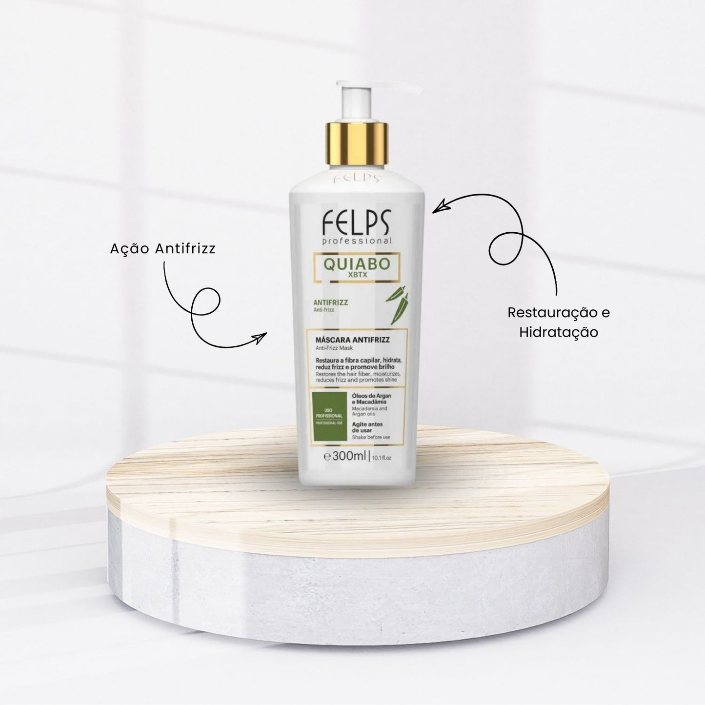 Máscara Felps XBTX Quiabo Antifrizz 300 ml