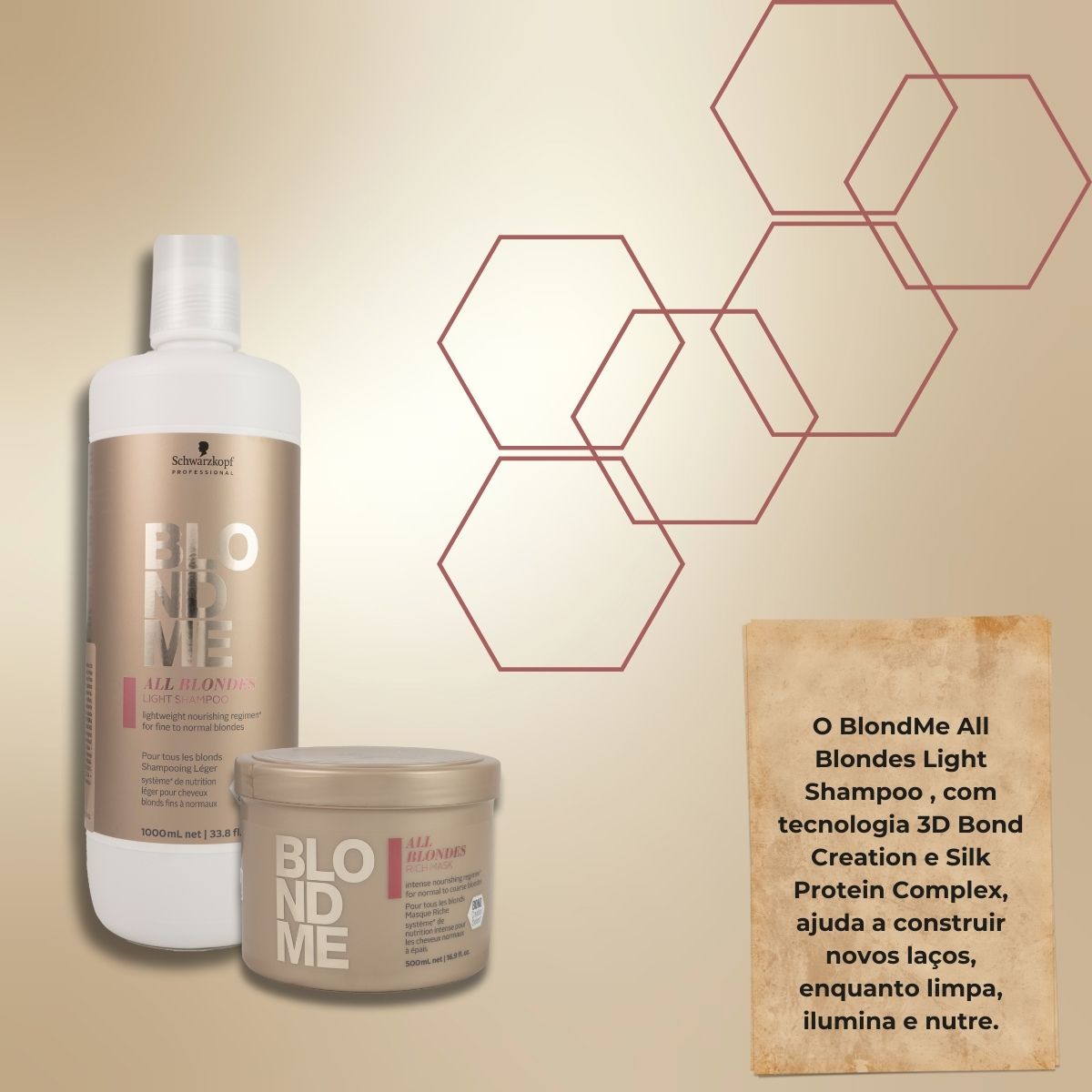 Kit Schwarzkopf BlondMe Light Shampoo 1 Litro e Máscara 500 ml