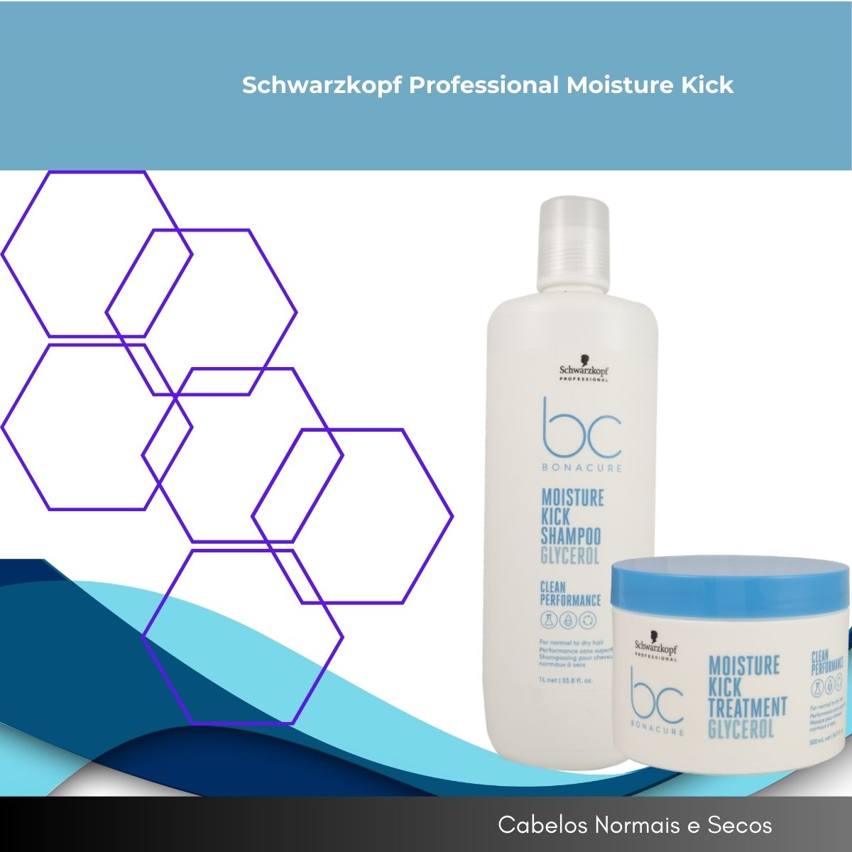 Kit Schwarzkopf Moisture Kick Shampoo 1 Litro e Máscara 500 ml