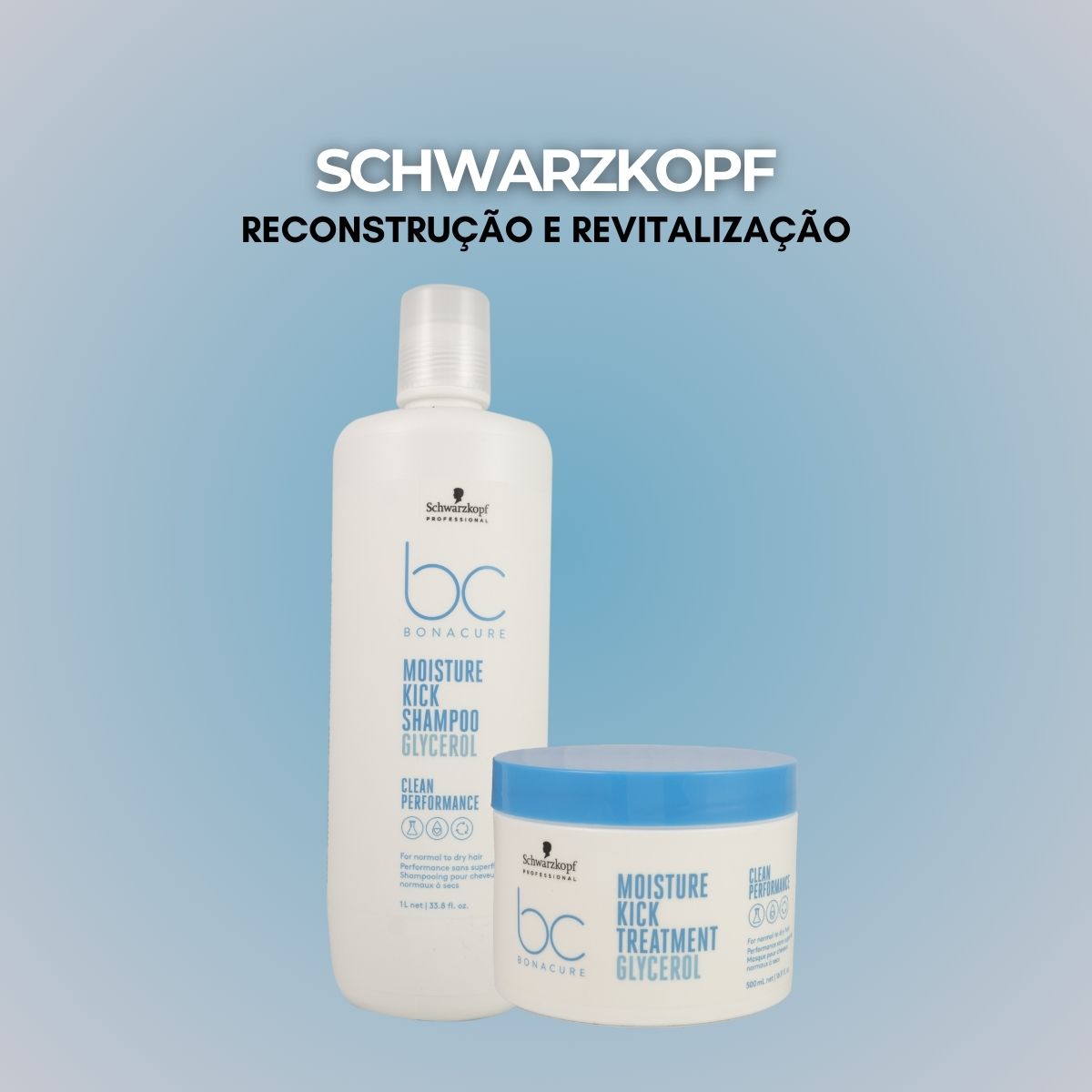Kit Schwarzkopf Moisture Kick Shampoo 1 Litro e Máscara 500 ml