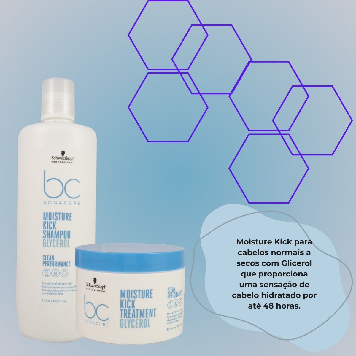 Kit Schwarzkopf Moisture Kick Shampoo 1 Litro e Máscara 500 ml