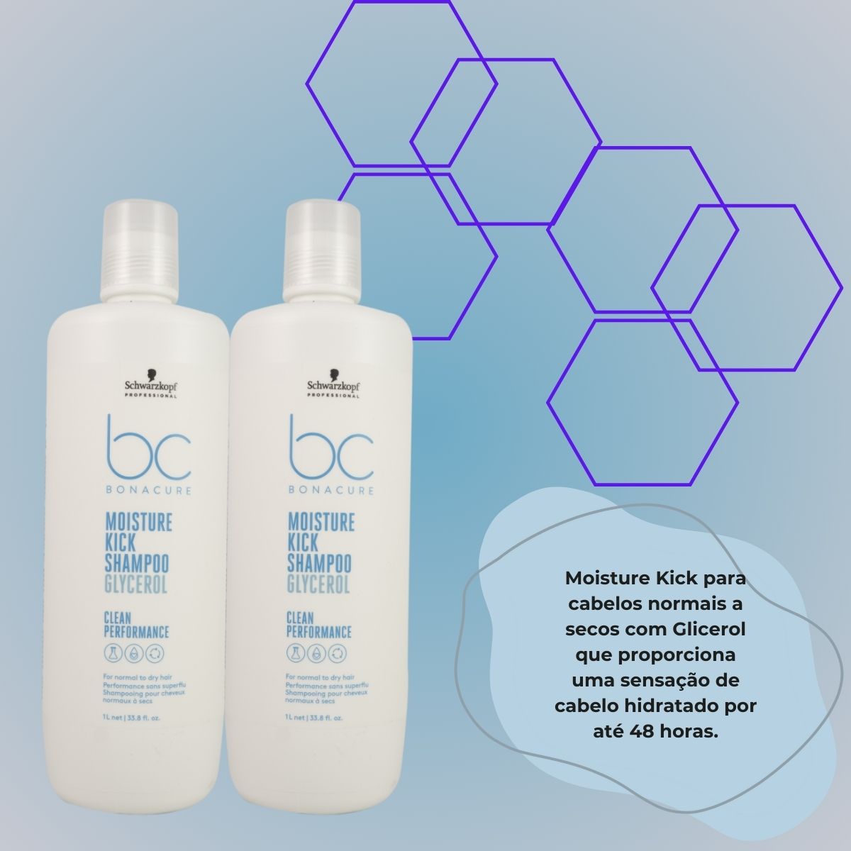 Kit Schwarzkopf Moisture Kick 2 Shampoo 1 Litro