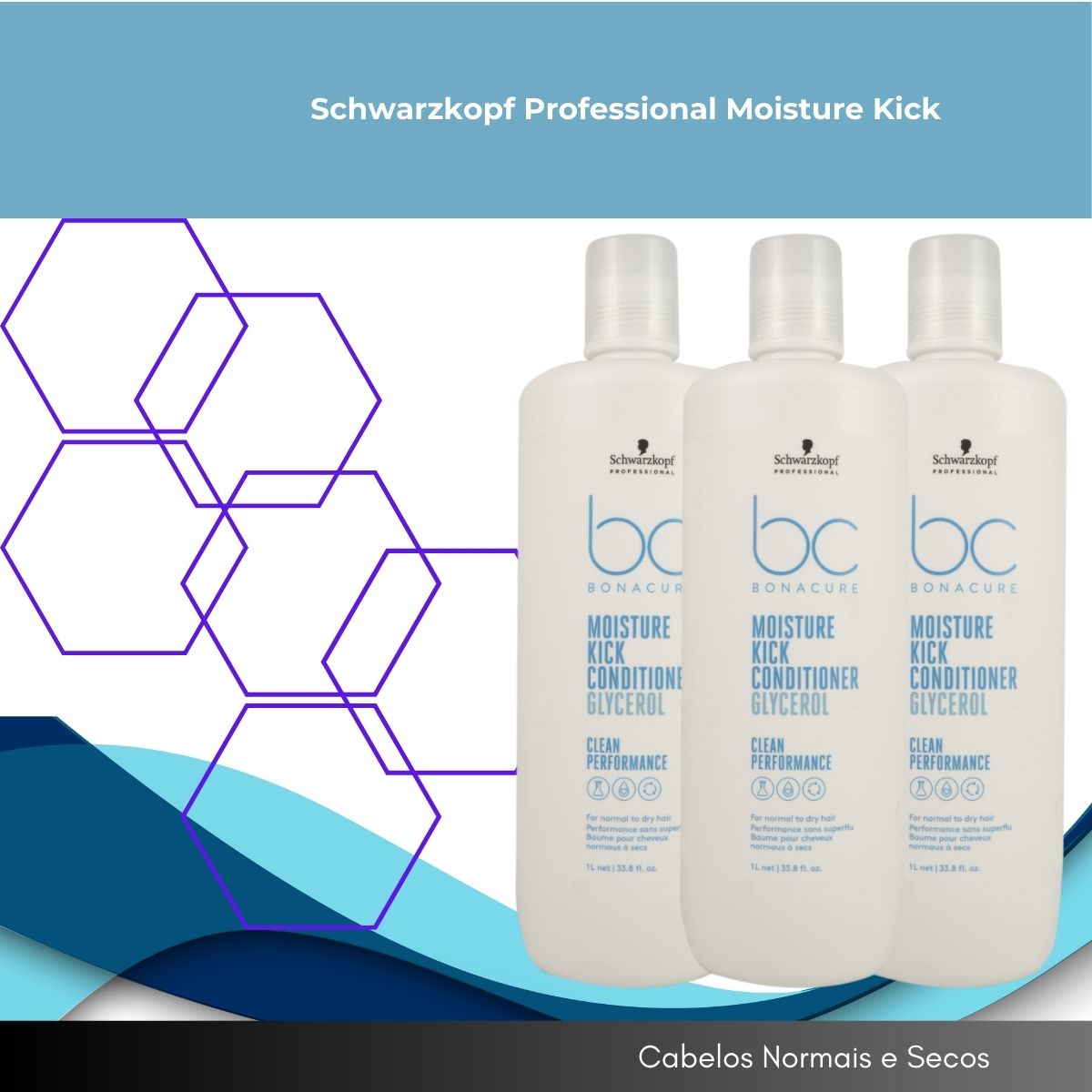Kit Schwarzkopf Moisture Kick 3 Condicionador 1 Litro
