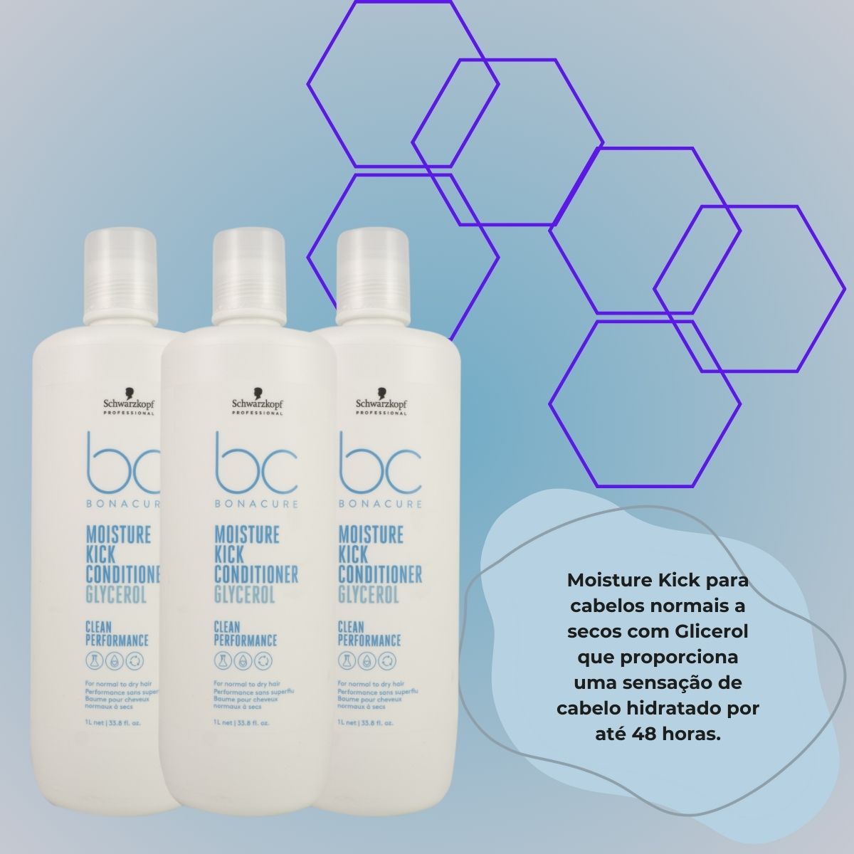 Kit Schwarzkopf Moisture Kick 3 Condicionador 1 Litro