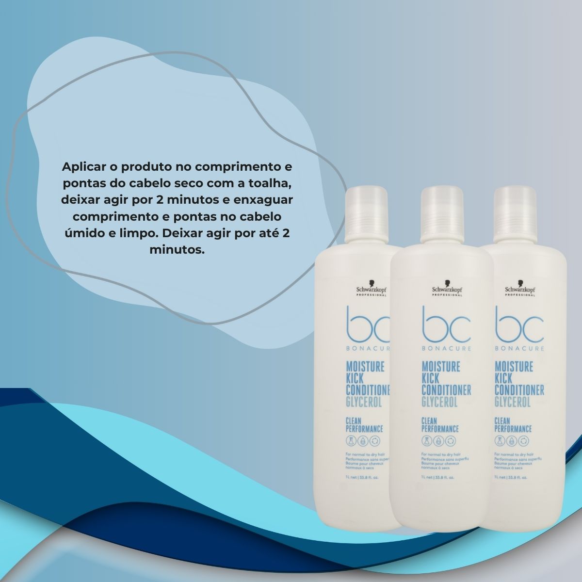 Kit Schwarzkopf Moisture Kick 3 Condicionador 1 Litro