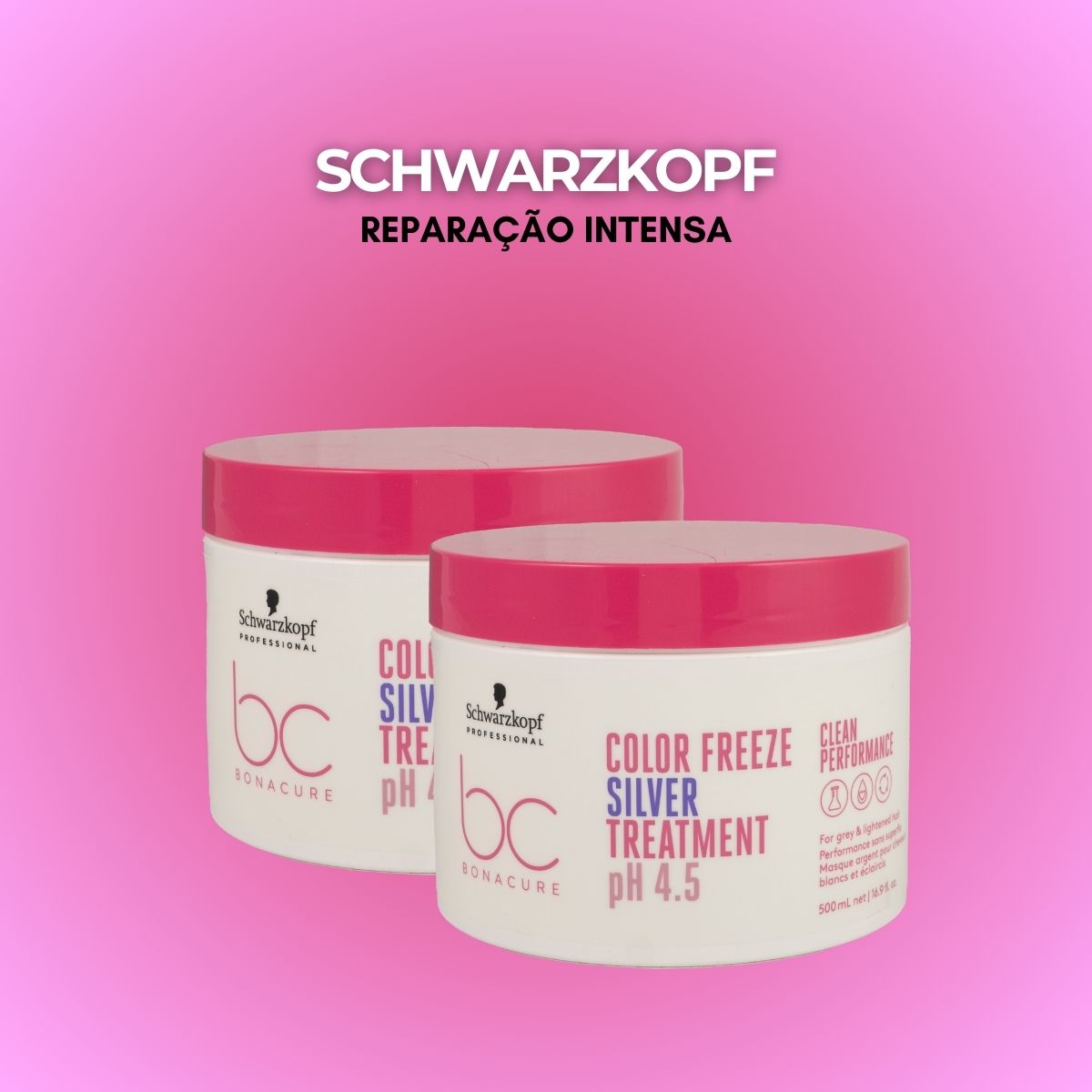 Kit Schwarzkopf Color Freeze Silver pH 4.5 2 Máscaras 500 ml