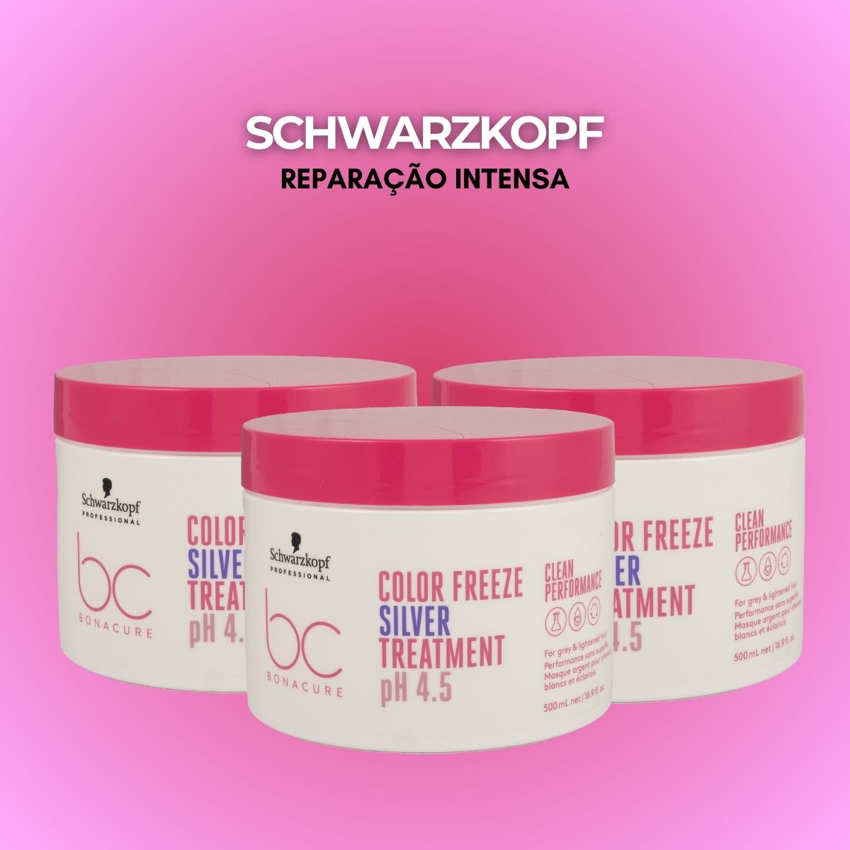 Kit Schwarzkopf Color Freeze Silver pH 4.5 3 Máscaras 500 ml