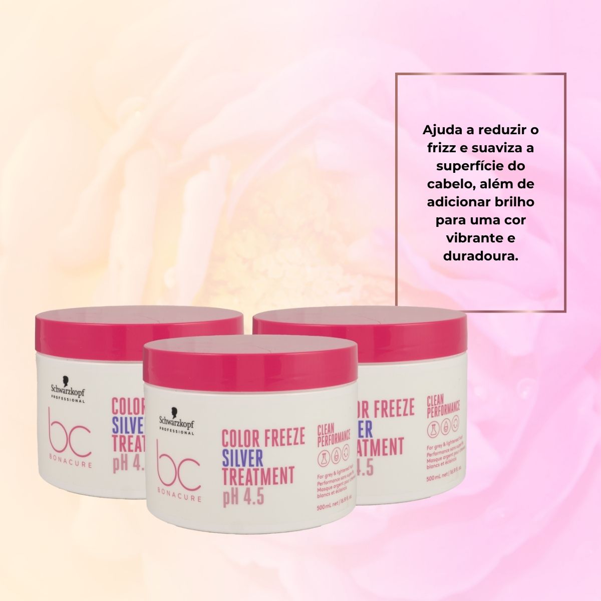 Kit Schwarzkopf Color Freeze Silver pH 4.5 3 Máscaras 500 ml