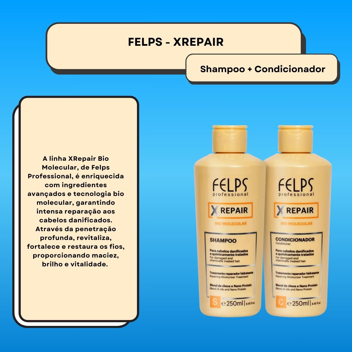 Kit Felps XRepair Shampoo + Condicionador 250 ml
