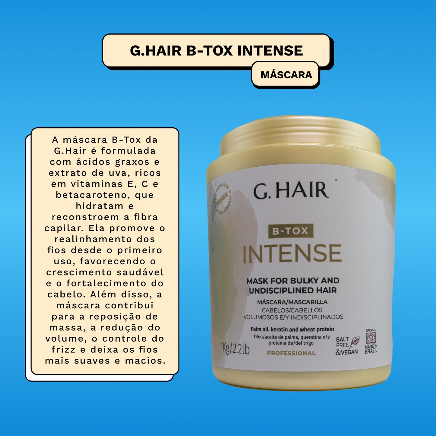 Botox Capilar Capilar G.Hair BTX Intense Máscara 1 Kg