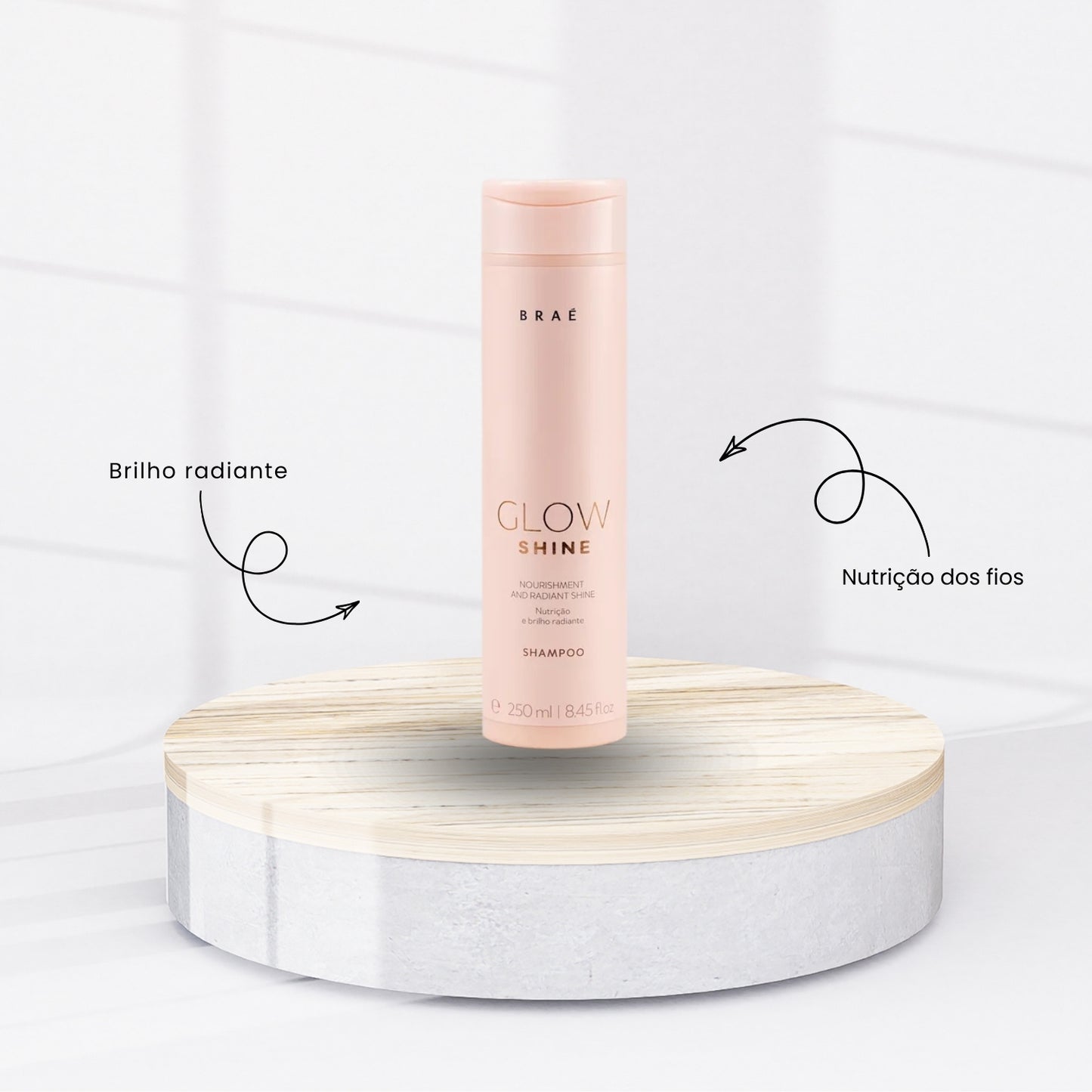 Shampoo Braé Glow Shine Nutrição e Brilho Shampoo Hidratante 250 ml