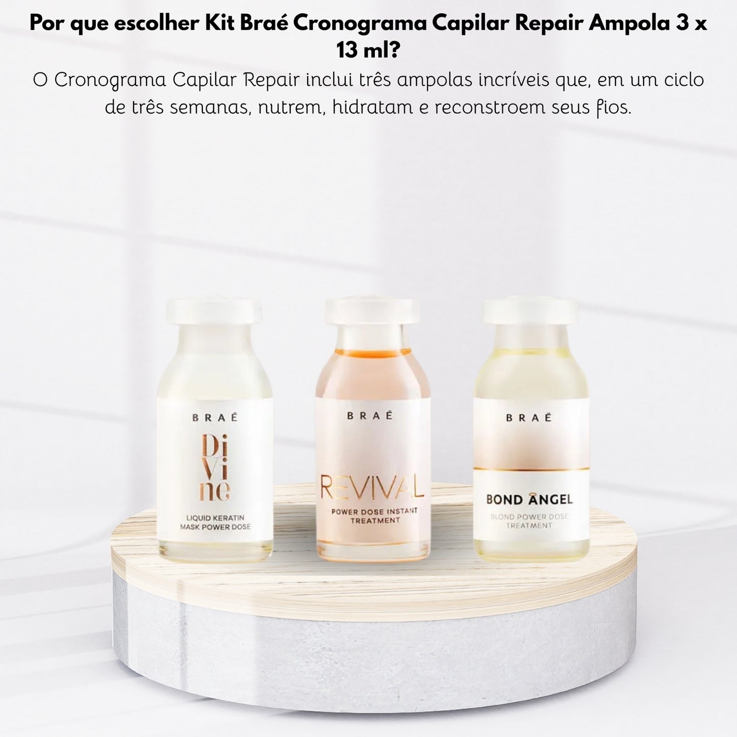 Kit Braé Cronograma Capilar Repair Ampola 3 x 13 ml