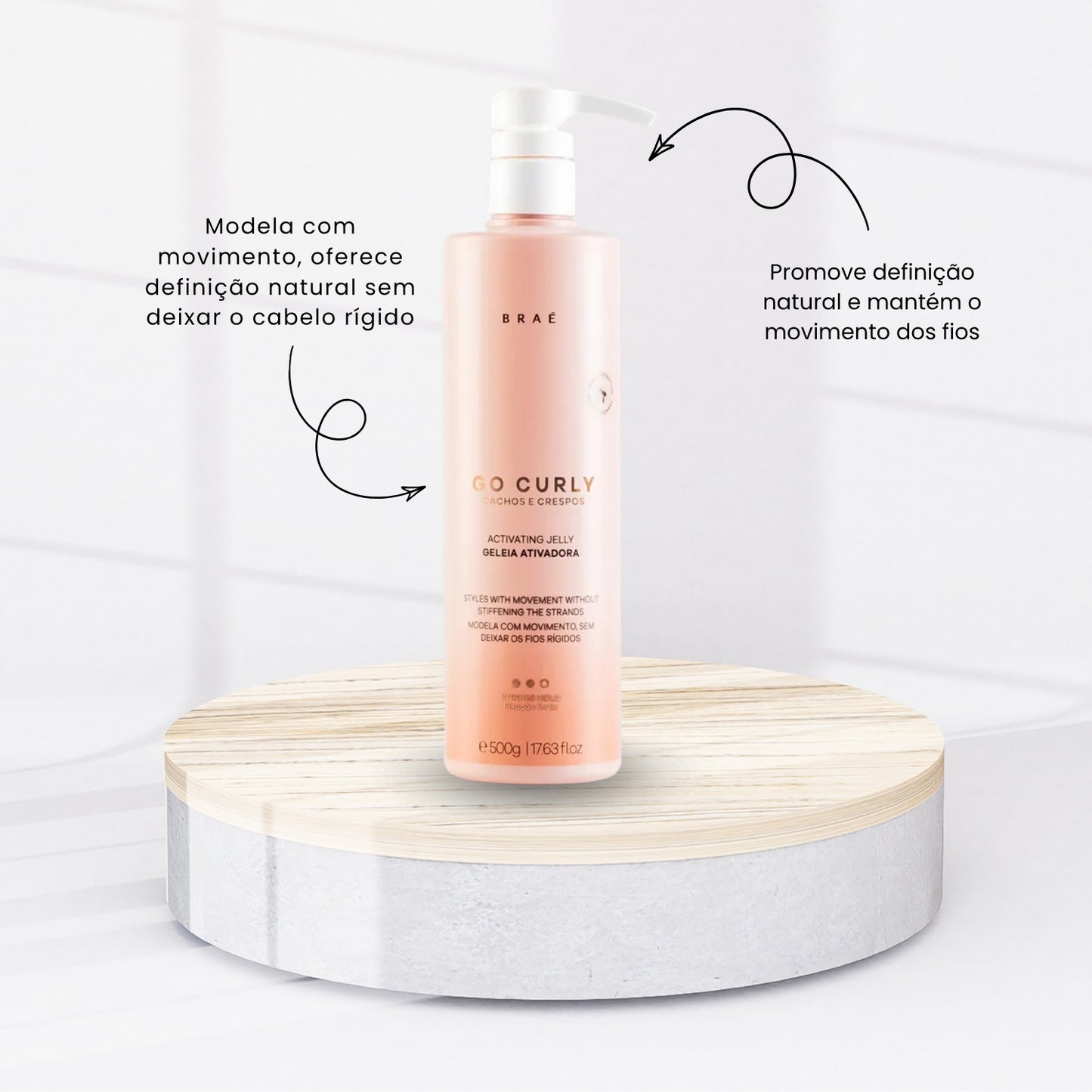 Leave-in Braé Go Curly Cachos e Crespos Geleia Ativadora para Cabelo Cacheado 500 g