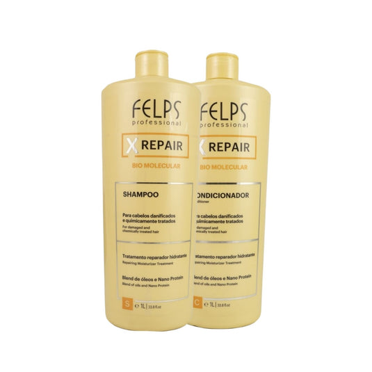 Kit Felps X Repair Bio Molecular Shampoo e Condicionador 1 Litro