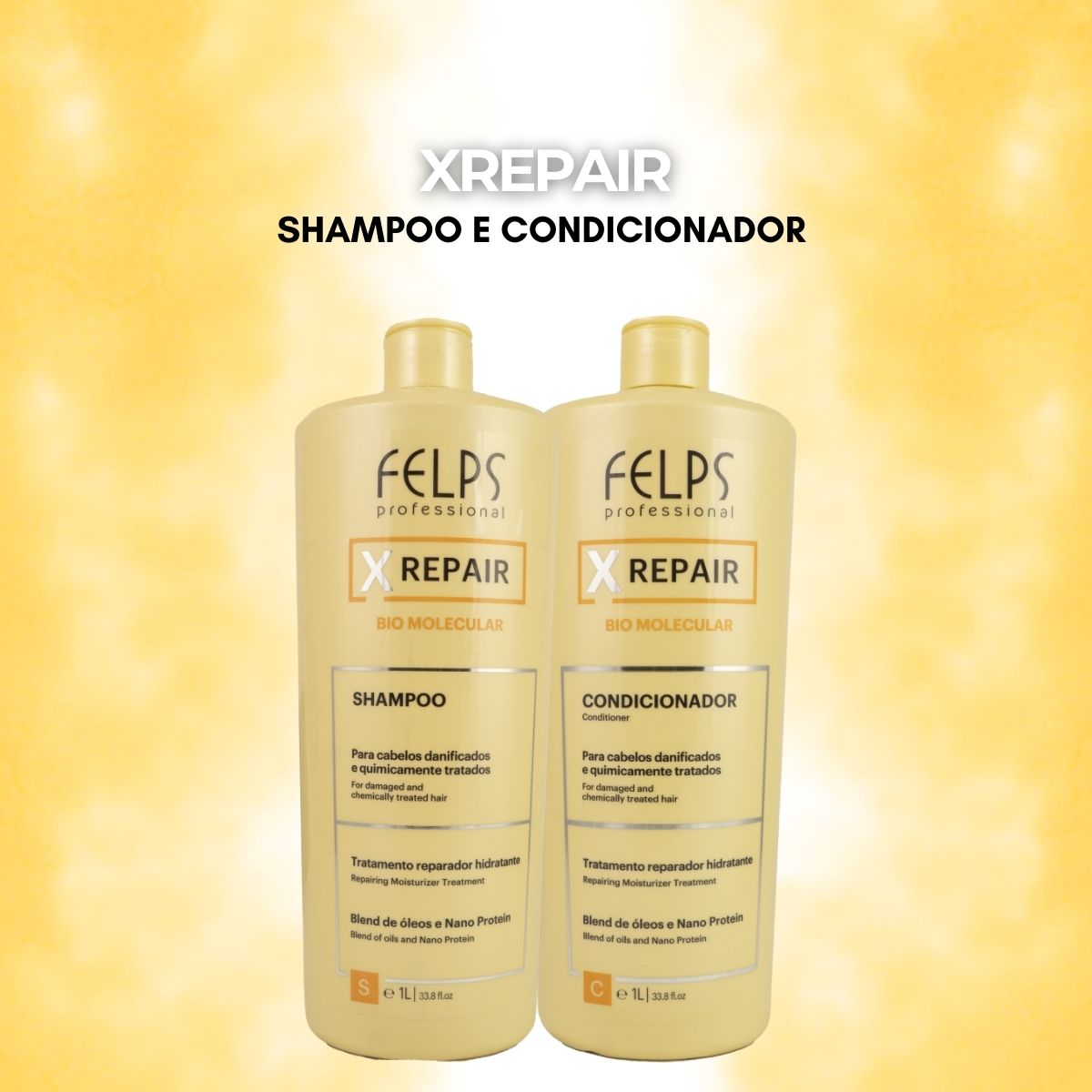 Kit Felps X Repair Bio Molecular Shampoo e Condicionador 1 Litro