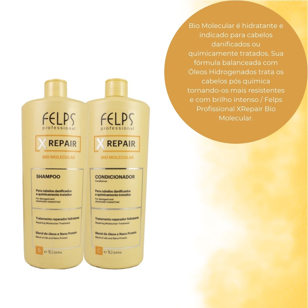 Kit Felps X Repair Bio Molecular Shampoo e Condicionador 1 Litro