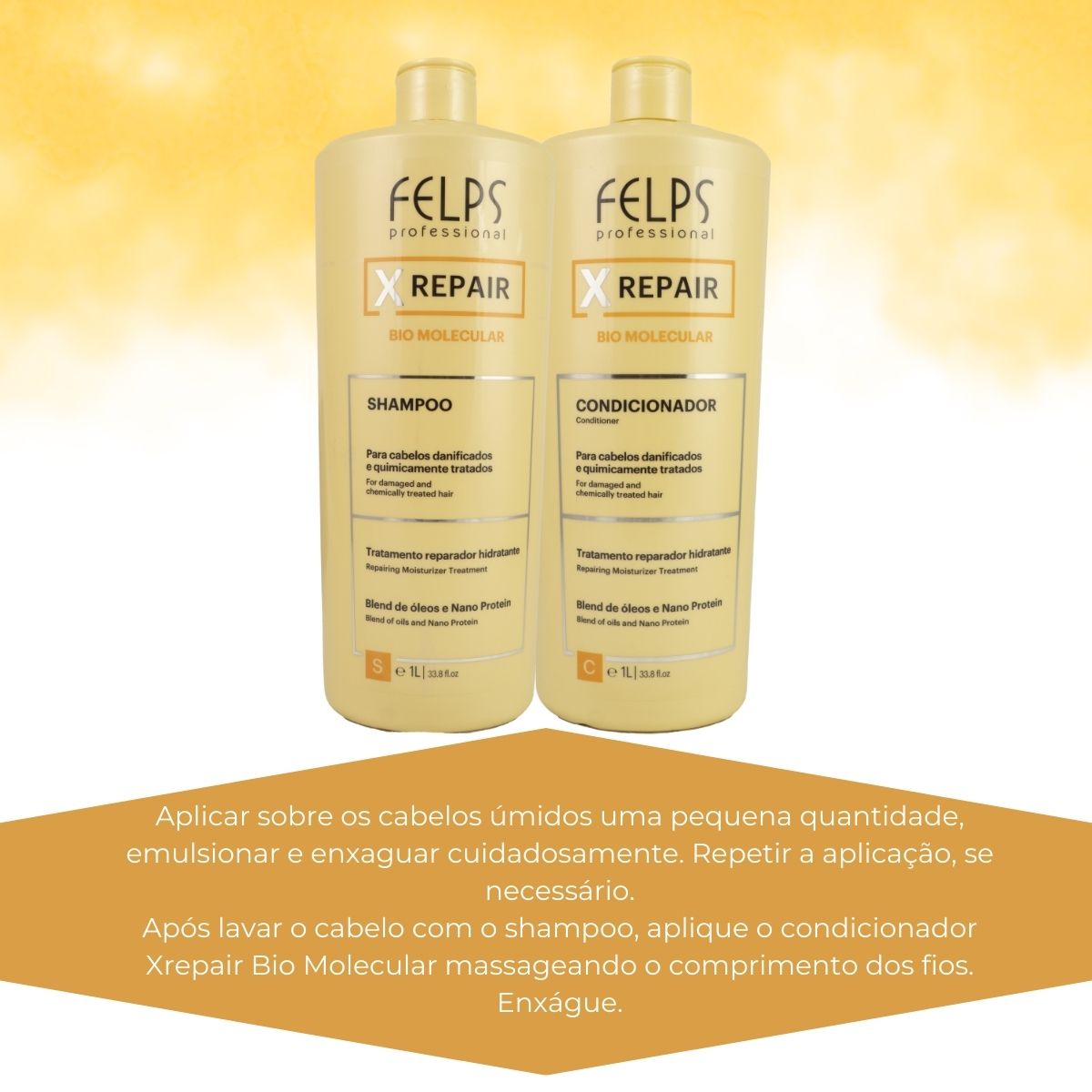 Kit Felps X Repair Bio Molecular Shampoo e Condicionador 1 Litro