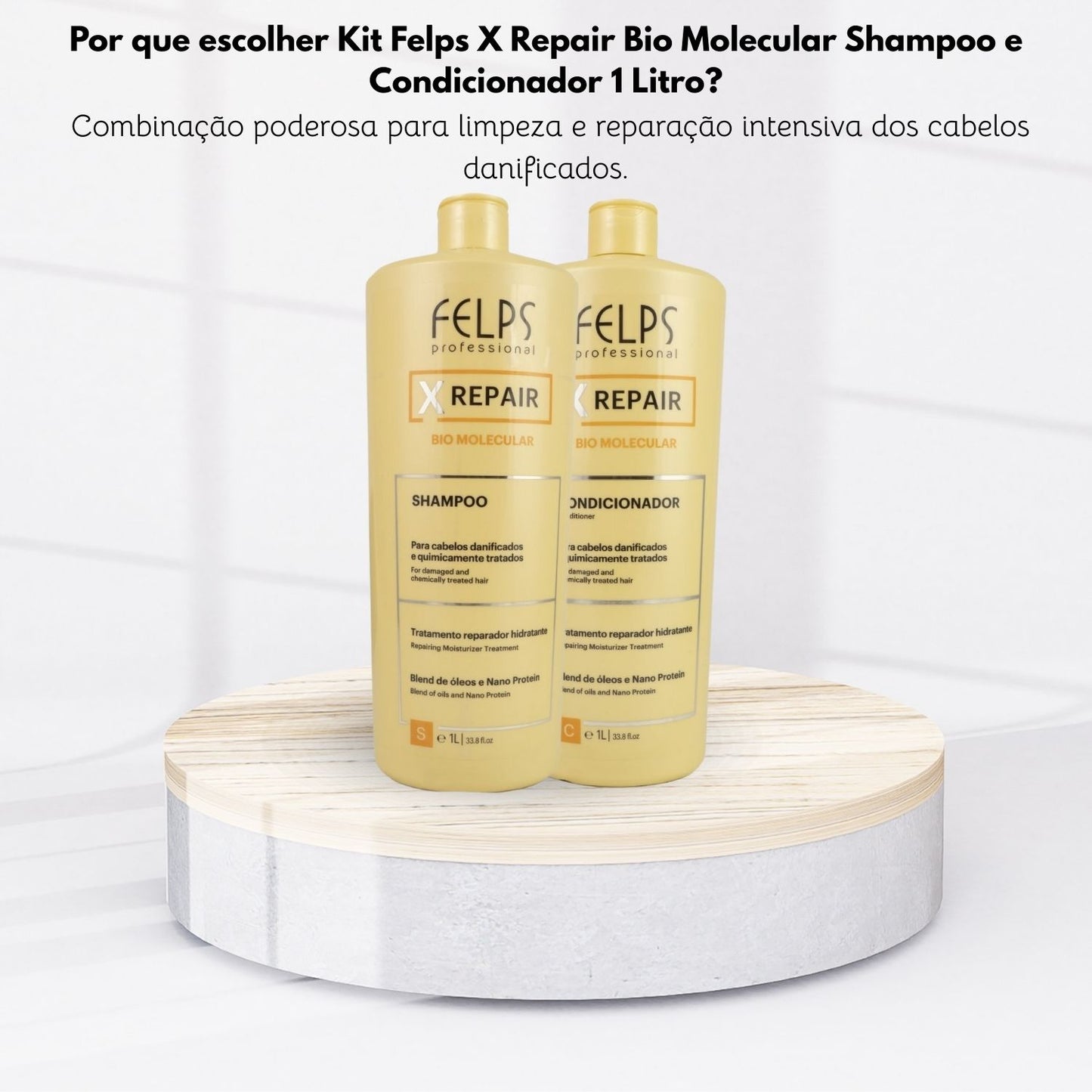 Kit Felps X Repair Bio Molecular Shampoo e Condicionador 1 Litro