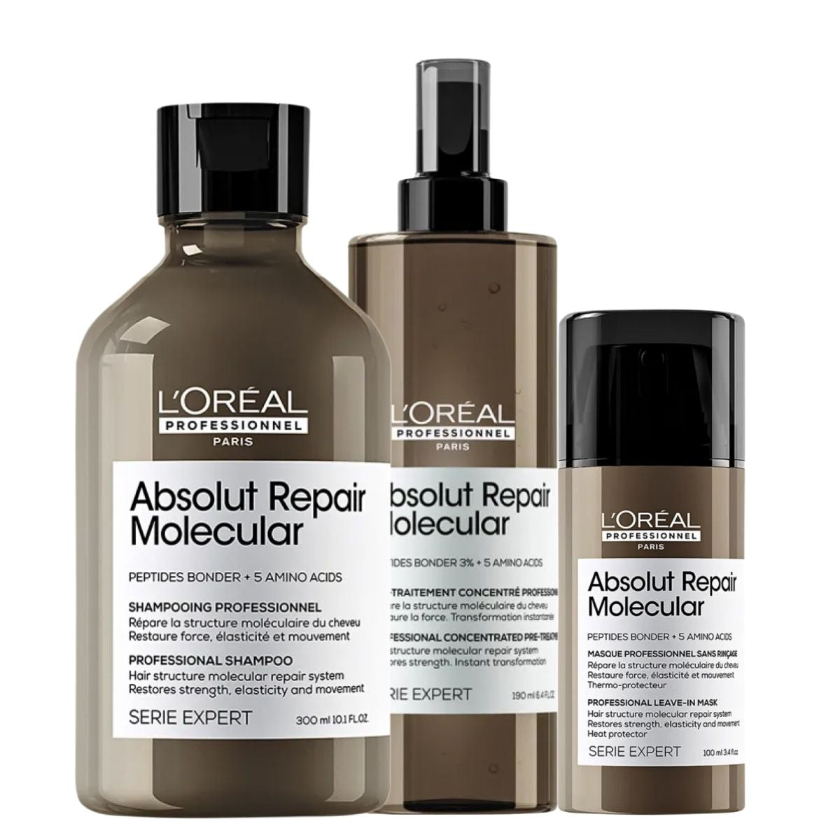 Kit Loreal Absolut Repair Molecular e Leave-in (3 Produtos)