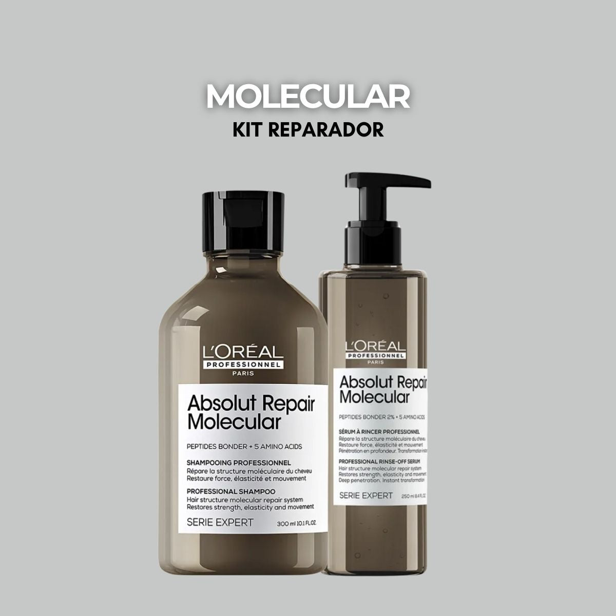 Kit Loreal Absolut Repair Molecular Shampoo 300 ml e Sérum Capilar 250 ml