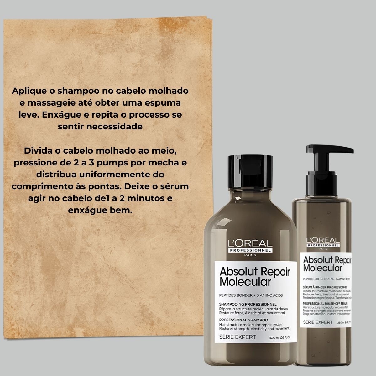 Kit Loreal Absolut Repair Molecular Shampoo 300 ml e Sérum Capilar 250 ml